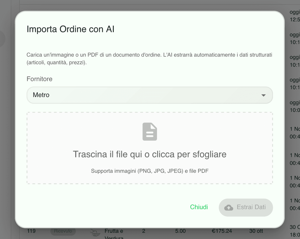 Import ordine da PDF con AI e matching prodotti