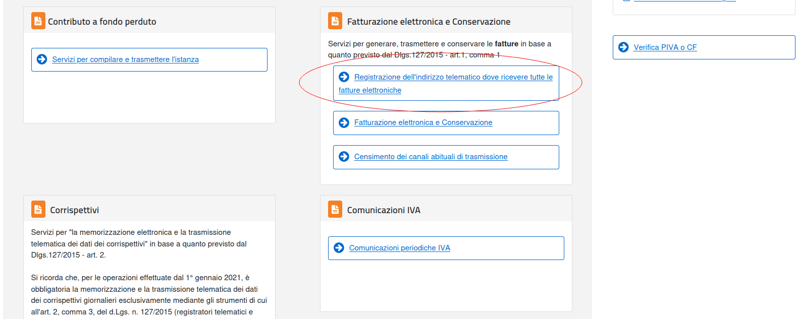 Link registrazione indirizzo telematico