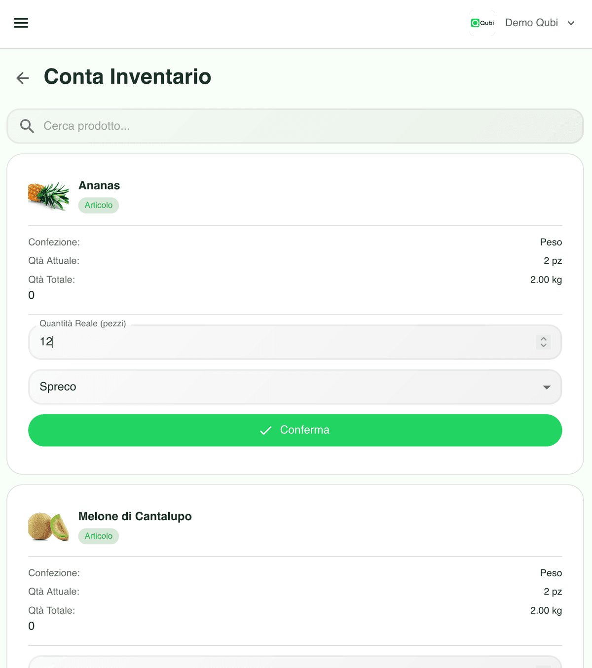 Conteggio inventario - Generazione automatica movimenti di spreco